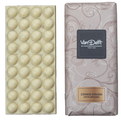 Van Delft chocoladereep met cookie dough smaak en stukjes pepernoot