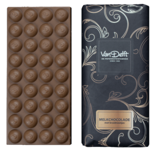 Van Delft chocoladereep melkchocolade en stukjes pepernoot