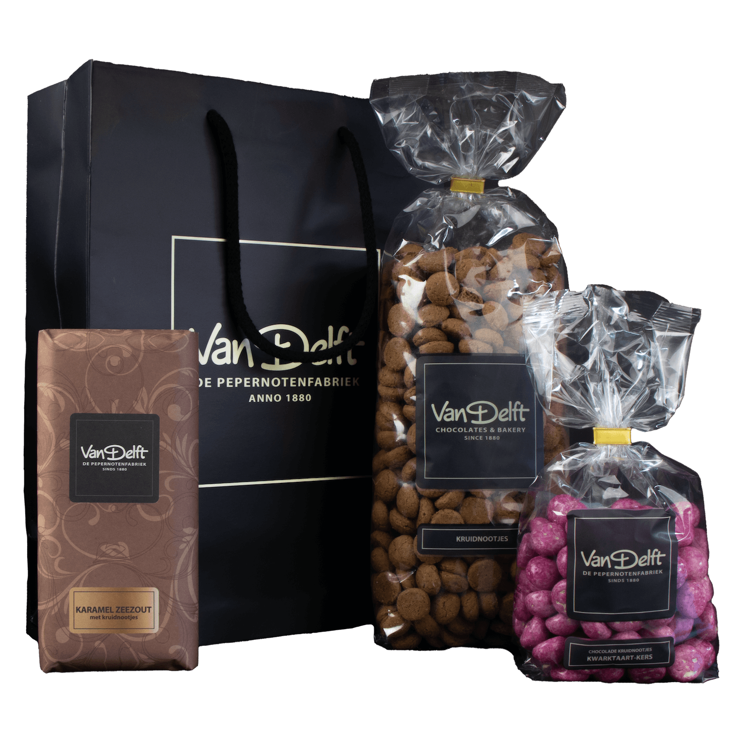 featured image Cadeauset met reep, kruidnoten (500gr) en kwark kers
