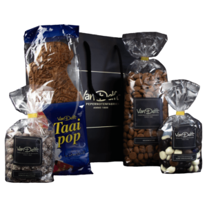 Cadeauset met kokos, taaipop, kruidnoten (500gr) en luxe mix