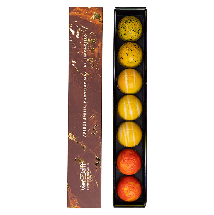 bonbons in de smaken aperol, pornstar martini en limoncello