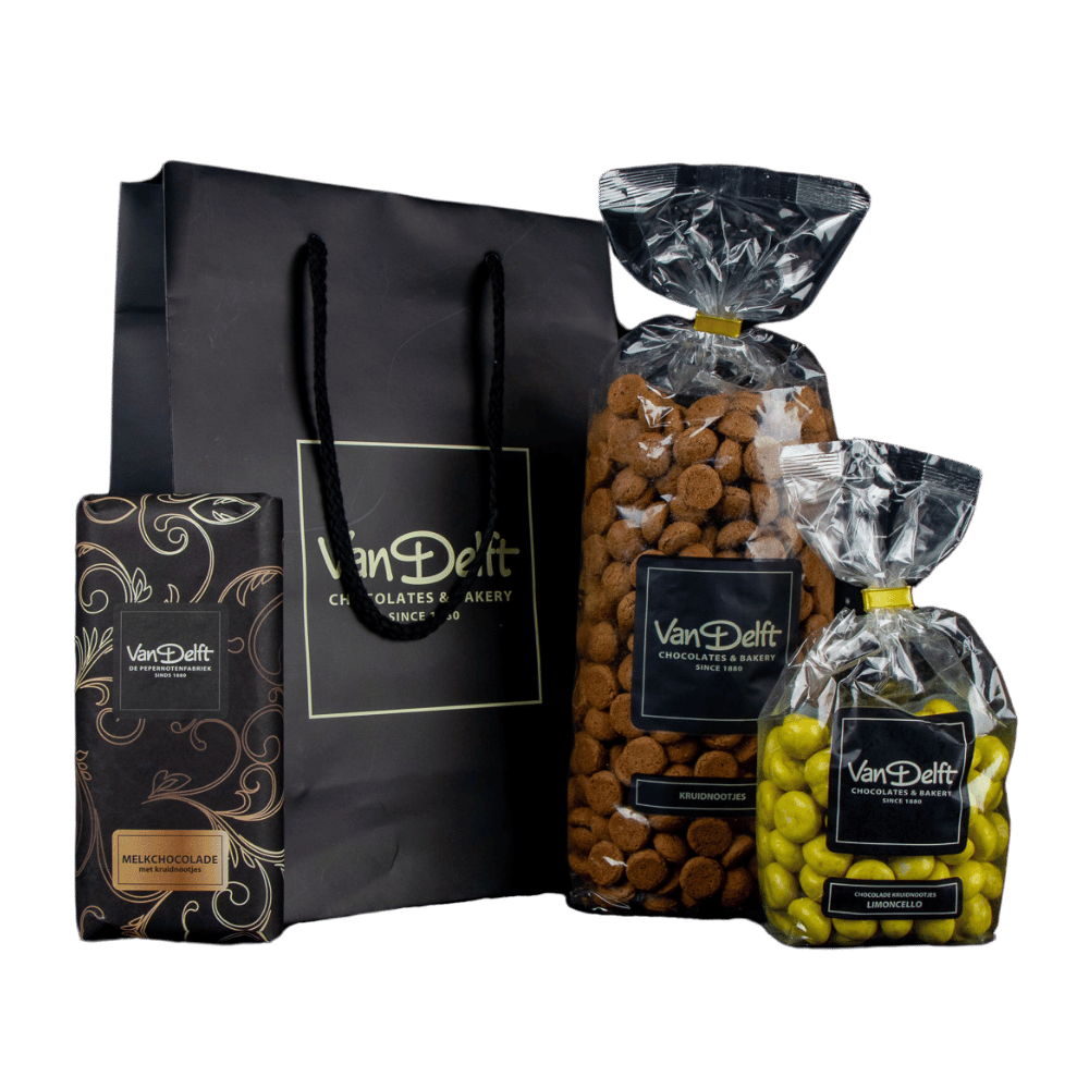 featured image Cadeauset met reep, kruidnoten (500gr) en limoncello